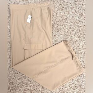 OLD NAVY Stretch Tech Wide Leg Quick Dry High Waist Elastic Cargo Tan Large Tall